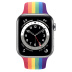 Apple Watch Series 6 // 44мм GPS + Cellular // Корпус из нержавеющей стали серебристого цвета, спортивный ремешок радужного цвета Apple Watch Series 6 // 44мм GPS + Cellular // Корпус из нержавеющей стали серебристого цвета, спортивный ремешок радужного цвета