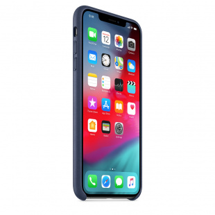 Кожаный чехол для iPhone XS Max, тёмно-синий цвет, оригинальный Apple