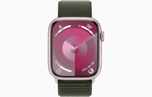 Apple Watch Series 9 // 41мм GPS // Корпус из алюминия розового цвета, спортивный браслет цвета "зеленый кипарис"