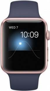 Apple Watch Series 1 42мм Корпус из алюминия цвета «розовое золото», спортивный ремешок тёмно‑синего цвета (MNNM2)