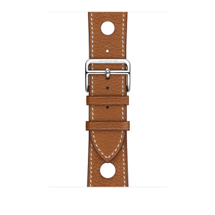 40/44 мм ремешок Manchette из кожи Barenia цвета Fauve с двойной пряжкой для Apple Watch Hermès