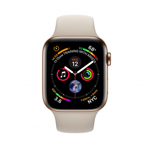 Apple Watch Series 4 // 40мм GPS + Cellular // Корпус из нержавеющей стали золотого цвета, спортивный ремешок цвета "золотой камень" (MTUR2)