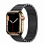 Купить Apple Watch Series 7 // 41мм GPS + Cellular // Корпус из нержавеющей стали золотого цвета, блочный браслет из нержавеющей стали цвета «чёрный космос»