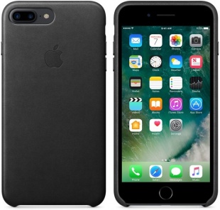 Кожаный чехол для iPhone 7+ (Plus)/8+ (Plus), чёрный цвет, оригинальный Apple