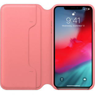 Кожаный чехол Folio для iPhone XS Max, цвет «розовый пион», оригинальный Apple