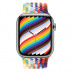 Apple Watch Series 7 // 45мм GPS + Cellular // Корпус из нержавеющей стали серебристого цвета, плетёный монобраслет радужного цвета