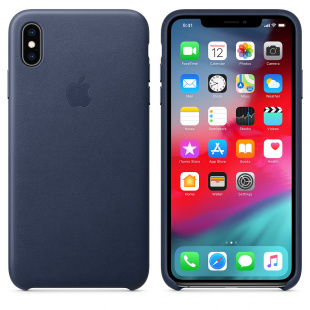 Кожаный чехол для iPhone XS Max, тёмно-синий цвет, оригинальный Apple