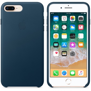 Кожаный чехол для iPhone 7+ (Plus)/8+ (Plus), цвет «космический синий», оригинальный Apple