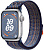 Купить Apple Watch Series 9 // 45мм GPS // Корпус из алюминия серебристого цвета, спортивный браслет Nike цвета "королевская игра/оранжевый"