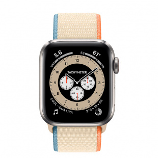 Apple Watch Series 6 // 44мм GPS + Cellular // Корпус из титана, спортивный браслет кремового цвета