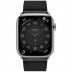 Apple Watch Series 8 Hermès // 45мм GPS + Cellular // Корпус из нержавеющей стали серебристого цвета, ремешок Single Tour цвета Noir с раскладывающейся застёжкой (Deployment Buckle)