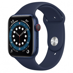 Apple Watch Series 6 // 40мм GPS + Cellular // Корпус из алюминия синего цвета, спортивный ремешок цвета «Тёмный ультрамарин»