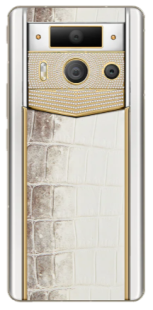 Телефон Vertu METAVERTU 2 Max, 1Tb, Luxury Custom-Made Gold Plain Weave With Diamonds, White Ceramic, Himalayan Crocodile Leather