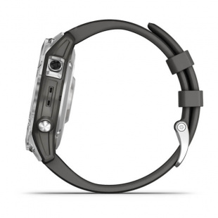 Мультиспортивные часы Garmin Fenix 7 (47mm) стальной серебристый корпус, графитовый силиконовый ремешок