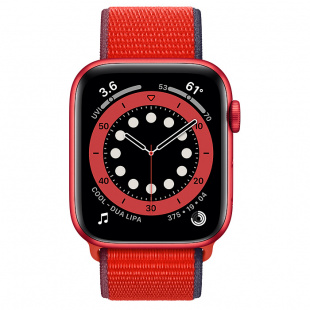 Apple Watch Series 6 // 44мм GPS + Cellular // Корпус из алюминия цвета (PRODUCT)RED, спортивный браслет цвета (PRODUCT)RED