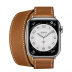 Apple Watch Series 7 Hermès // 41мм GPS + Cellular // Корпус из нержавеющей стали серебристого цвета, ремешок Double Tour Attelage цвета Fauve