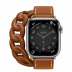 Apple Watch Series 7 Hermès // 41мм GPS + Cellular // Корпус из нержавеющей стали серебристого цвета, ремешок Double Tour Gourmette из кожи Barénia цвета Fauve