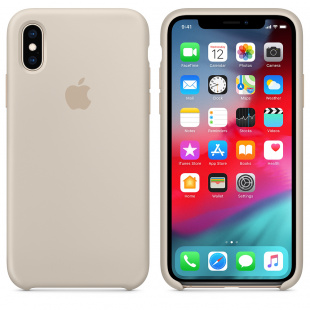Силиконовый чехол для iPhone X / Xs, бежевый цвет, оригинальный Apple