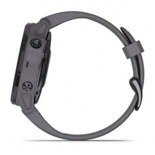 Мультиспортивные часы Garmin Fenix 6S Pro (42mm) Solar, стальной аметистовый корпус, темно-серый силиконовый ремешок