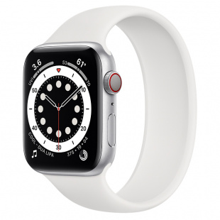 Apple Watch Series 6 // 44мм GPS + Cellular // Корпус из алюминия серебристого цвета, монобраслет белого цвета