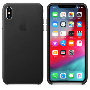 Кожаный чехол для iPhone XS Max, чёрный цвет, оригинальный Apple