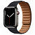 Купить Apple Watch Series 7 // 45мм GPS + Cellular // Корпус из нержавеющей стали графитового цвета, кожаный браслет цвета «тёмная ночь», размер ремешка M/L