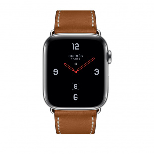 Apple Watch Series 4 Hermès // 44мм GPS + Cellular // Корпус из  нержавеющей стали, ремешок Single Tour из кожи цвета Fauve Barenia с  застежкой Deployment