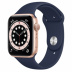 Apple Watch Series 6 // 44мм GPS // Корпус из алюминия золотого цвета, спортивный ремешок цвета «Тёмный ультрамарин»