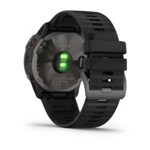 Мультиспортивные часы Garmin Fenix 6X (51mm) Sapphire, стальной серый DLC корпус, черный силиконовый ремешок