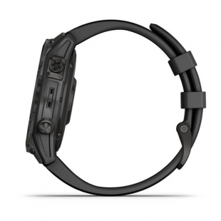 Мультиспортивные часы Garmin Fenix 7 (47mm) Sapphire Solar, титановый серый DLC корпус, черный силиконовый ремешок