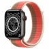 Apple Watch Series 7 // 45мм GPS + Cellular // Корпус из титана цвета «черный космос», спортивный браслет цвета «розовый помело/миндальный»