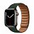 Купить Apple Watch Series 7 // 41мм GPS + Cellular // Корпус из нержавеющей стали графитового цвета, кожаный браслет цвета «зелёная секвойя», размер ремешка M/L