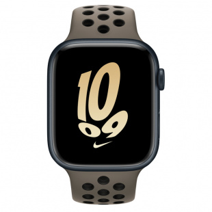 Apple Watch Series 8 // 41мм GPS // Корпус из алюминия цвета "темная ночь", спортивный ремешок Nike цвета "серая олива/черный"