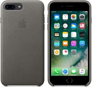 Кожаный чехол для iPhone 7+ (Plus)/8+ (Plus), цвет «грозовое небо», оригинальный Apple