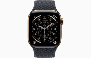 Apple Watch Series 11 // 46мм GPS+Cellular // Корпус из титана золотого цвета, плетеный монобраслет цвета "полуночный"