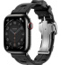 Apple Watch Series 9 Hermès // 41мм GPS+Cellular // Корпус из нержавеющей стали цвета "черный космос", ремешок Kilim Single Tour цвета Noir с раскладывающейся застёжкой (Deployment Buckle)