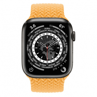 Apple Watch Series 7 // 41мм GPS + Cellular // Корпус из титана цвета «черный космос», плетёный монобраслет цвета «спелый маис»