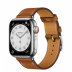 Apple Watch Series 7 Hermès // 41мм GPS + Cellular // Корпус из нержавеющей стали серебристого цвета, ремешок Single Tour из кожи Barénia цвета Fauve
