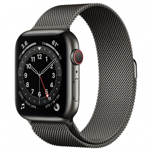 Apple Watch Series 6 // 40мм GPS + Cellular // Корпус из нержавеющей стали графитового цвета, миланский сетчатый браслет графитового цвета