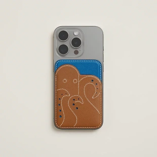 Чехол-бумажник Hermès "Octopus" с MagSafe для iPhone, цвет Bleu de France/ Голубая Франция