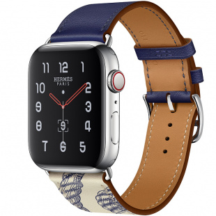 Apple Watch Series 5 Hermès // 44мм GPS + Cellular // Корпус из нержавеющей стали, ремешок Single Tour из кожи Swift цвета Encre/Béton