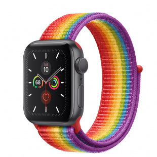 Apple Watch Series 5 // 40мм GPS + Cellular // Корпус из титана цвета «серый космос», спортивный браслет радужного цвета