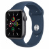 Apple Watch SE // 44мм GPS // Корпус из алюминия цвета «серый космос», спортивный ремешок цвета «Синий омут» (2020)