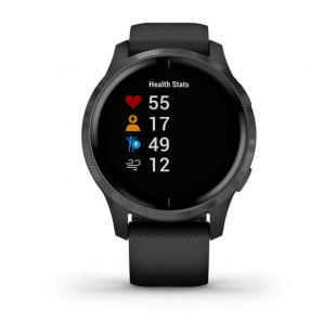 Умные часы Garmin Venu (43mm), серый корпус, черный силиконовый ремешок