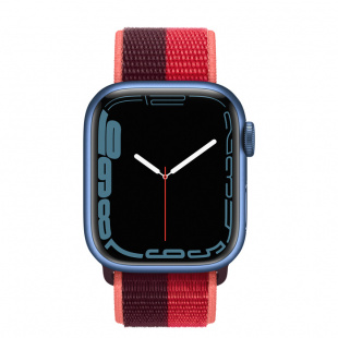 Apple Watch Series 7 // 45мм GPS + Cellular // Корпус из алюминия синего цвета, спортивный браслет цвета (PRODUCT)RED