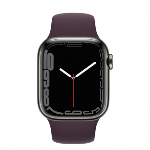 Apple Watch Series 7 // 45мм GPS + Cellular // Корпус из нержавеющей стали графитового цвета, спортивный ремешок цвета «тёмная вишня»