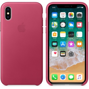 Кожаный чехол для iPhone X / Xs, цвет «розовая фуксия», оригинальный Apple