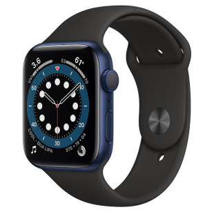 Apple Watch Series 6 // 40мм GPS // Корпус из алюминия синего цвета, спортивный ремешок черного цвета
