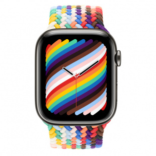 Apple Watch Series 8 // 45мм GPS + Cellular // Корпус из нержавеющей стали графитового цвета, плетёный монобраслет цвета Pride Edition