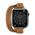 Apple Watch Series 7 Hermès // 41мм GPS + Cellular // Корпус из нержавеющей стали цвета «черный космос», ремешок Double Tour Attelage цвета Gold